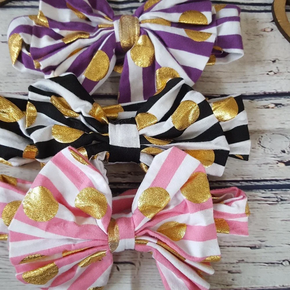 Gold Polka Dot Headbands for Baby Girls and Toddler Girls New
